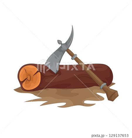 Illustration of Chopping wood with an axe 129137653
