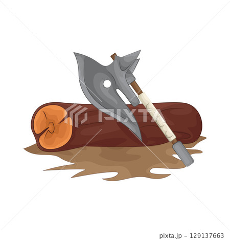 Illustration of Chopping wood with an axe 129137663