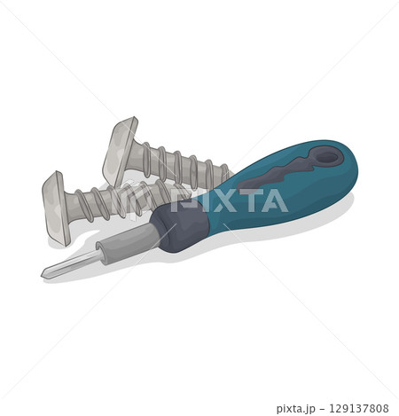 Illustration of Screw and Screwdriver Illustration of Screw and Screwdriver 129137808