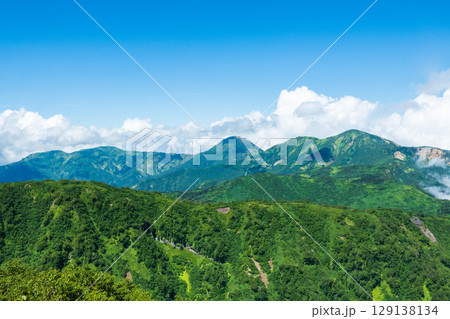 夏の妙高山登山(北峰頂上から焼山・火打山方面の眺め) 夏の妙高山登山(北峰頂上から焼山・火打山方面の眺め) 129138134