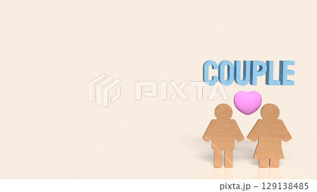 The Wood plate woman and man for couple concept 3d Rendering. 129138485