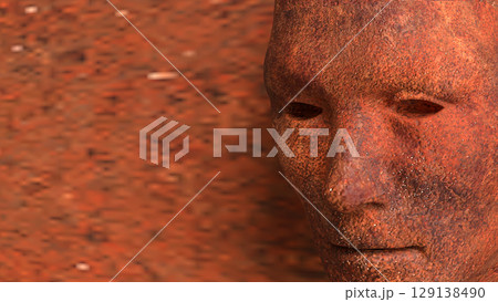 The Rusty face for Abstract Background concept 3d Rendering. The Rusty face for Abstract Background concept 3d Rendering. 129138490