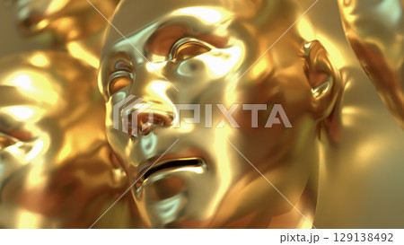 The Gold face for Abstract Background concept 3d Rendering. The Gold face for Abstract Background concept 3d Rendering. 129138492