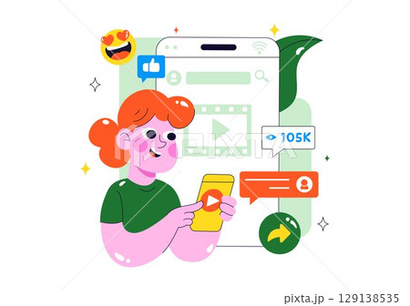 Short Video and Reels Illustration Featuring Personalized, Search-Optimized Videos from Various Media Platforms for Digital Promotion and Marketing Short Video and Reels Illustration Featuring Personalized, Search-Optimized Videos from Various Media Platforms for Digital Promotion and Marketing 129138535