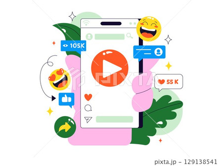 Short Video and Reels Illustration Featuring Personalized, Search-Optimized Videos from Various Media Platforms for Digital Promotion and Marketing Short Video and Reels Illustration Featuring Personalized, Search-Optimized Videos from Various Media Platforms for Digital Promotion and Marketing 129138541