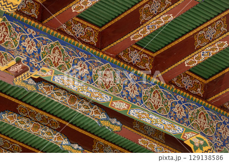 colorful crossbeam in  Mausoleum of the First President of Uzbekistan 129138586
