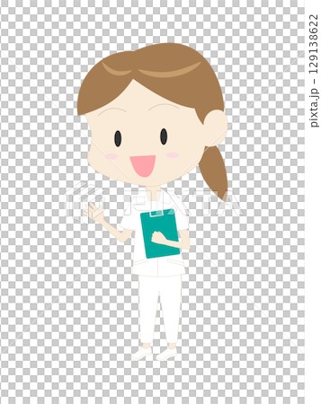 Illustration of a nurse wearing a white coat Illustration of a nurse wearing a white coat 129138622