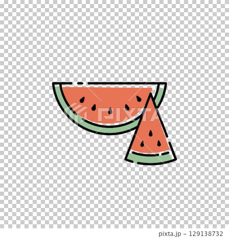 Cute cut watermelon line drawing icon/illustration (simple, vector, color) Cute cut watermelon line drawing icon/illustration (simple, vector, color) 129138732