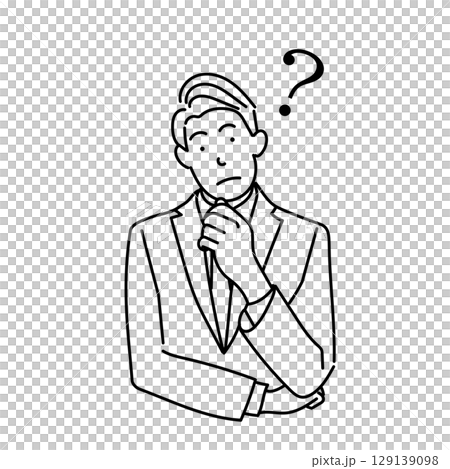 Stock Illustration: Thinking businessman line drawing vector (transparent background) Stock Illustration: Thinking businessman line drawing vector (transparent background) 129139098