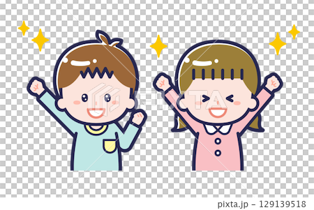 Children in casual clothes / Duo / Male and female 03 Children in casual clothes / Duo / Male and female 03 129139518
