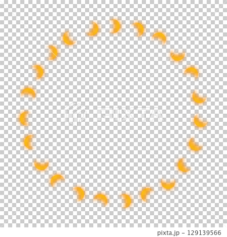 透明背景上，一圈橘色發光的新月 129139566