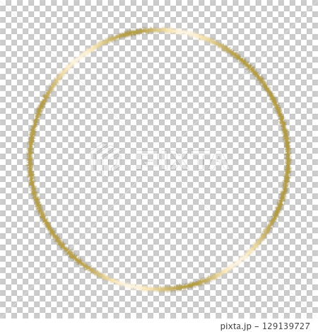 Soft textured gold circular frame on transparent background 129139727