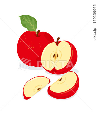 Whole and sliced red apples stock illustration 129139966