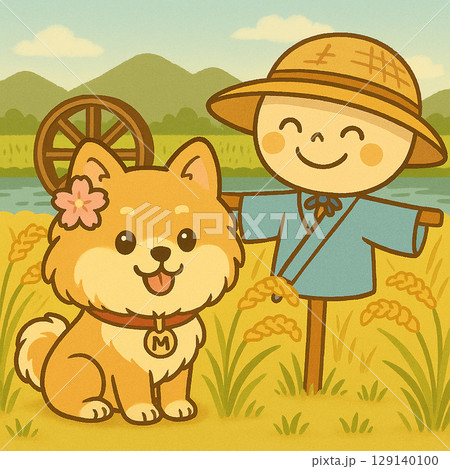 もふもふで可愛いポメラニアンのイラストシリーズ（秋の風景編） 129140100