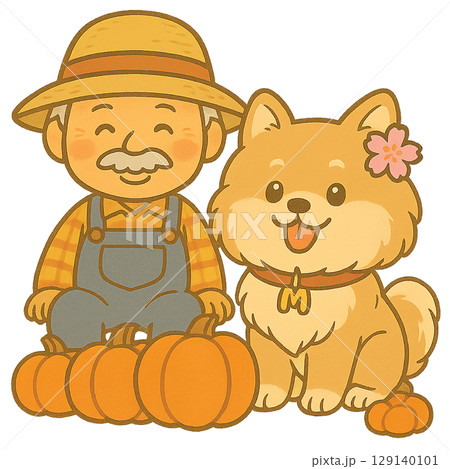 もふもふで可愛いポメラニアンのイラストシリーズ（秋の風景編） 129140101