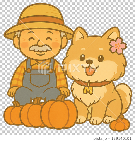 もふもふで可愛いポメラニアンのイラストシリーズ（秋の風景編） 129140101