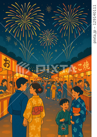 花火大会に向かう人々 花火大会に向かう人々 129140111