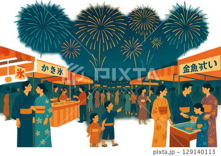 花火を見る人々 129140113