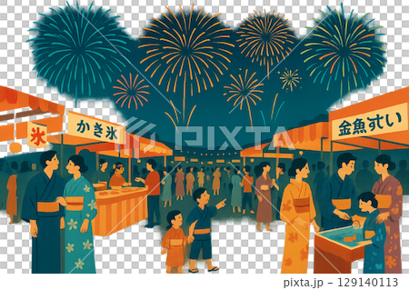 花火を見る人々 129140113
