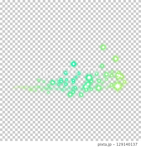 Glowing splash of green stars and sparkles on transparent background 129140137
