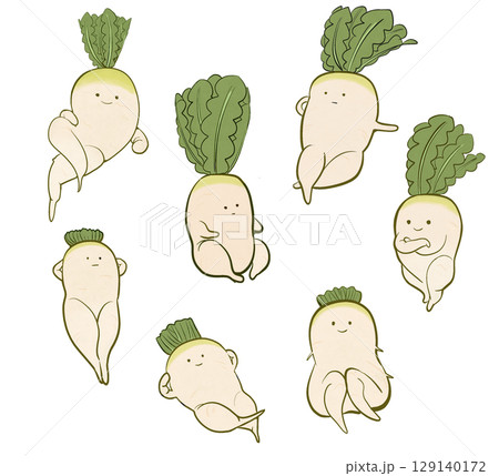 セクシー大根のポーズイラストセット|大根,キャラ,ポーズ,セクシー,ユニーク セクシー大根のポーズイラストセット|大根,キャラ,ポーズ,セクシー,ユニーク 129140172