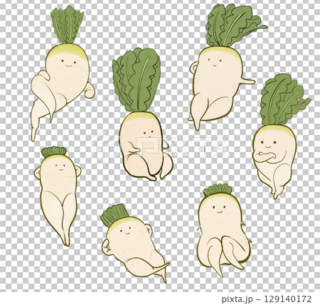 セクシー大根のポーズイラストセット|大根,キャラ,ポーズ,セクシー,ユニーク セクシー大根のポーズイラストセット|大根,キャラ,ポーズ,セクシー,ユニーク 129140172