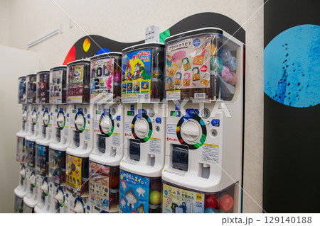 gashapon machines in store at Dotonbori shopping district, Osaka gashapon machines in store at Dotonbori shopping district, Osaka 129140188