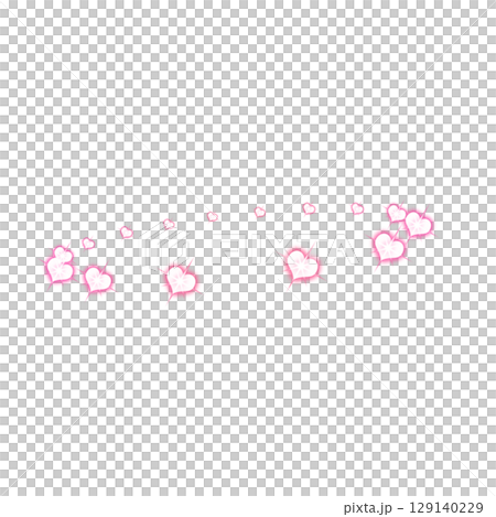 Pink heart-shaped sparkle trail on transparent background 129140229