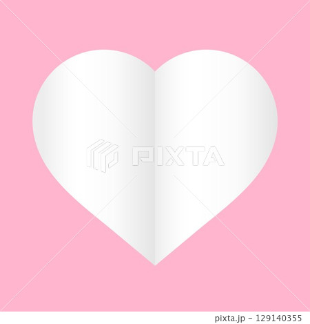 シンプルハート型のペーパー紙フレーム枠素材　コメント紙　ベクター透過png 129140355