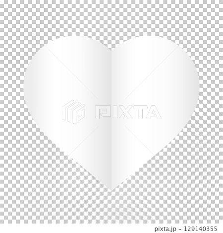 シンプルハート型のペーパー紙フレーム枠素材　コメント紙　ベクター透過png 129140355