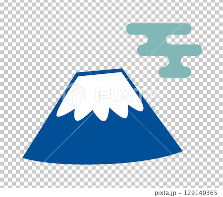 Mount Fuji and Japanese clouds illustration icon Mount Fuji and Japanese clouds illustration icon 129140365