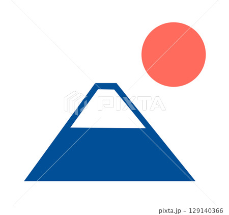 富士山と太陽のイラストアイコン 富士山と太陽のイラストアイコン 129140366
