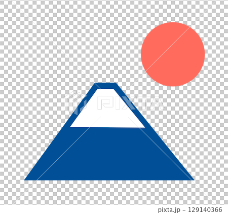 Mount Fuji and sun illustration icon Mount Fuji and sun illustration icon 129140366