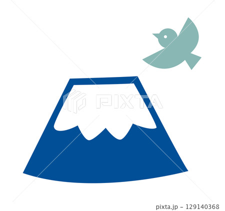 富士山と鳥のイラストアイコン 富士山と鳥のイラストアイコン 129140368