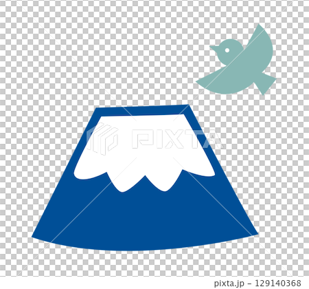 富士山と鳥のイラストアイコン 富士山と鳥のイラストアイコン 129140368