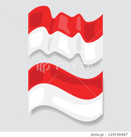 Flat design indonesia wave flags with shadow collection 129140467