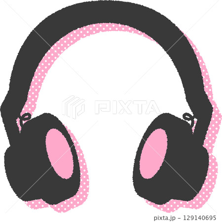 ドットのパターンの影がついたヘッドホンのイラスト 129140695