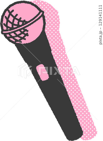 ドットのパターンの影がついたマイクのイラスト 129141111