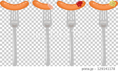 sausage stuck in fork sausage stuck in fork 129141178