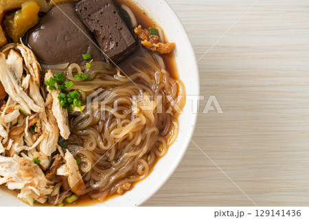 Stewed Chicken Noodle Soup Bowl 129141436