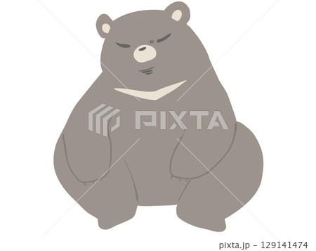 ツキノワグマ しゃがむ 主線なし ツキノワグマ しゃがむ 主線なし 129141474