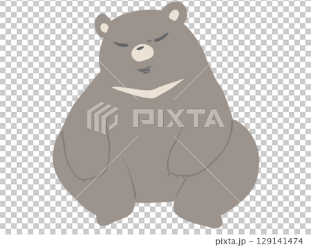 ツキノワグマ しゃがむ 主線なし ツキノワグマ しゃがむ 主線なし 129141474