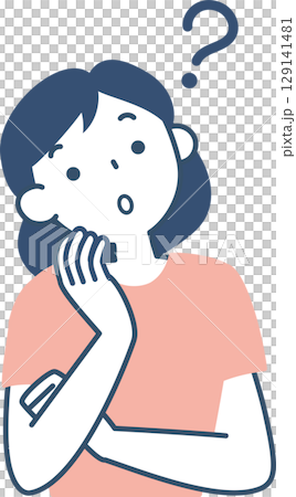 一名心存疑慮的年輕女子的腰部以上 一名心存疑慮的年輕女子的腰部以上 129141481