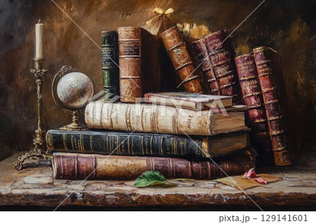composition with old books 129141601