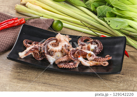 Grilled octopus tentacle sliced appetizer Grilled octopus tentacle sliced appetizer 129142220