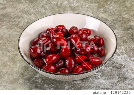 Ripe sweet juicy digberry cornel 129142226