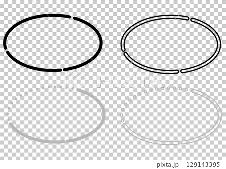 Monochrome broken oval simple frame set 129143395
