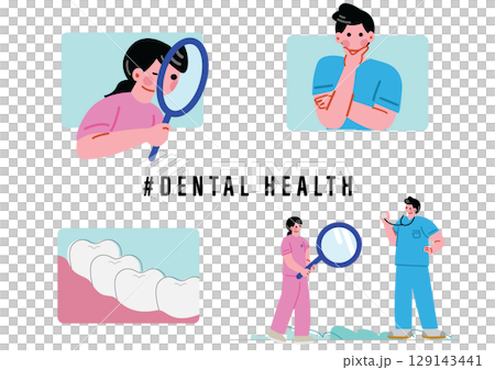 歯を診察する歯科医 129143441