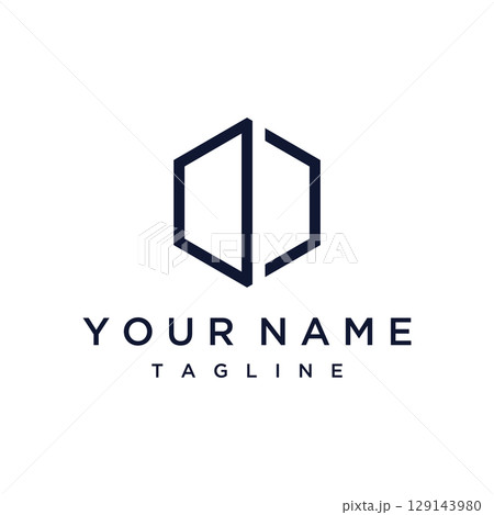 Creative and simple hexagon box or cube geometry logo template design.Logo for business, company, network,technology. 129143980