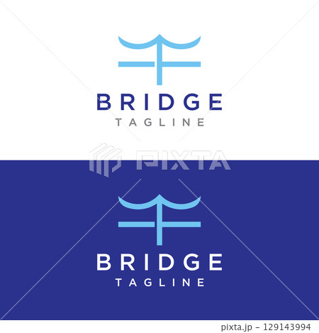 Bridge building construction abstract logo template design with creative idea. Bridge building construction abstract logo template design with creative idea. 129143994